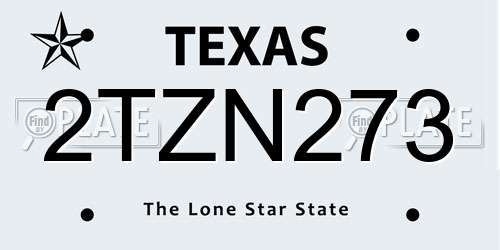 2TZN273 Texas License Plate
