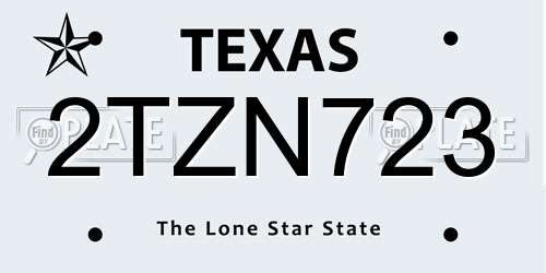 2TZN723 Texas License Plate