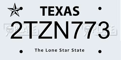 2TZN773 Texas License Plate
