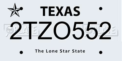 2TZO552 Texas License Plate