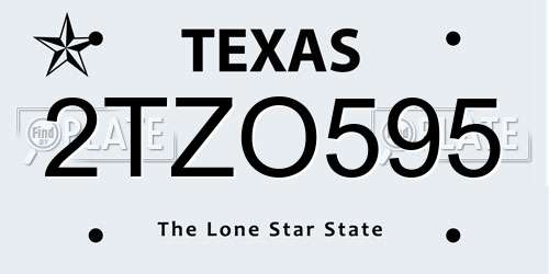 2TZO595 Texas License Plate