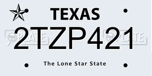 2TZP421 Texas License Plate