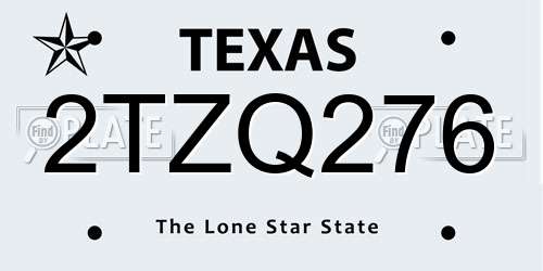 2TZQ276 Texas License Plate