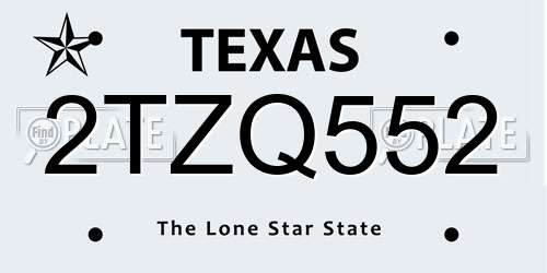 2TZQ552 Texas License Plate