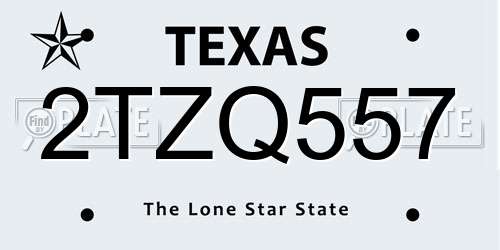 2TZQ557 Texas License Plate