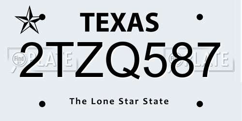 2TZQ587 Texas License Plate