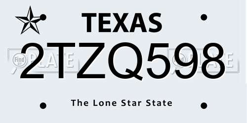 2TZQ598 Texas License Plate