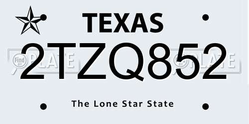 2TZQ852 Texas License Plate