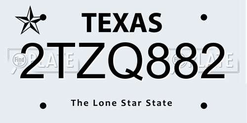 2TZQ882 Texas License Plate