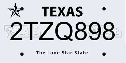 2TZQ898 Texas License Plate