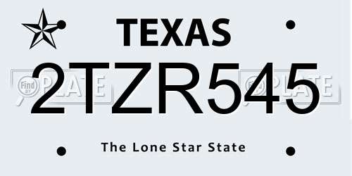 2TZR545 Texas License Plate