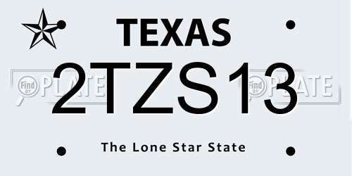 2TZS13 Texas License Plate