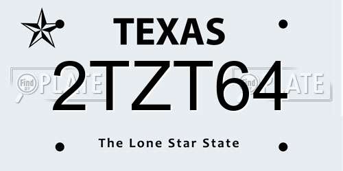 2TZT64 Texas License Plate