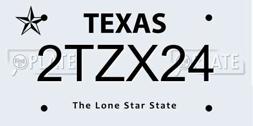2TZX24 Texas License Plate