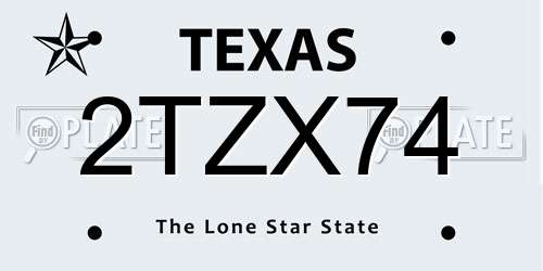 2TZX74 Texas License Plate