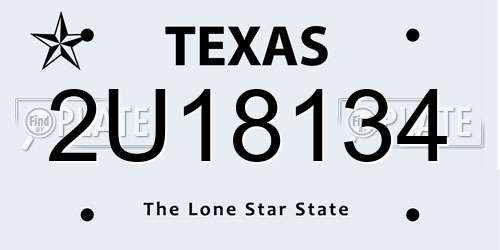 2U18134 Texas License Plate