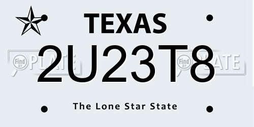 2U23T8 Texas License Plate