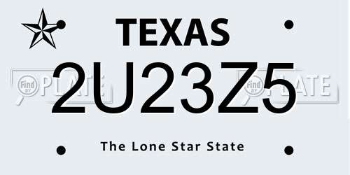 2U23Z5 Texas License Plate