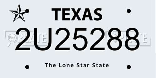 2U25288 Texas License Plate