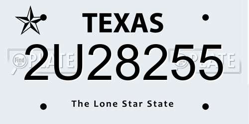 2U28255 Texas License Plate