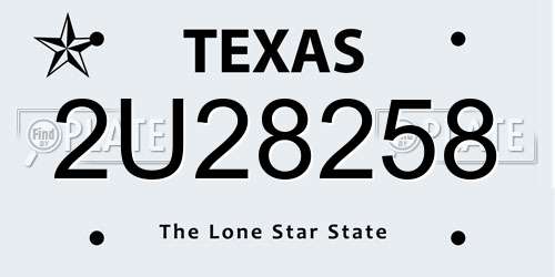 2U28258 Texas License Plate
