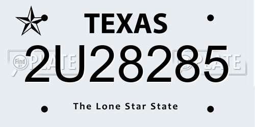 2U28285 Texas License Plate