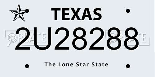 2U28288 Texas License Plate