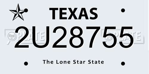 2U28755 Texas License Plate