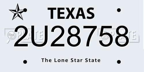 2U28758 Texas License Plate