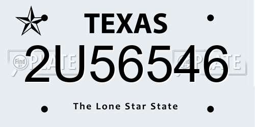 2U56546 Texas License Plate