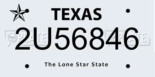 2U56846 Texas License Plate