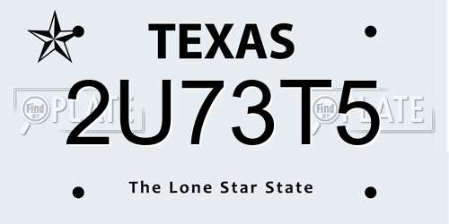 2U73T5 Texas License Plate