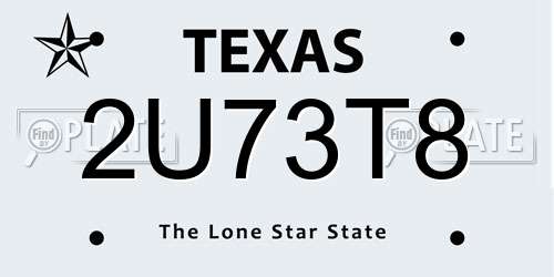 2U73T8 Texas License Plate