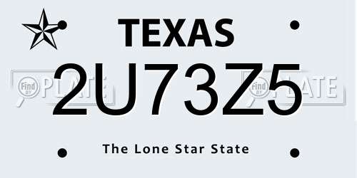 2U73Z5 Texas License Plate