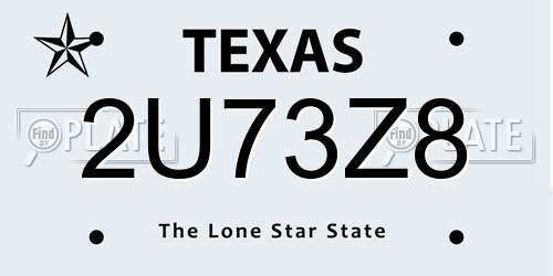 2U73Z8 Texas License Plate