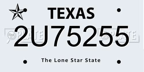 2U75255 Texas License Plate