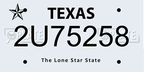 2U75258 Texas License Plate