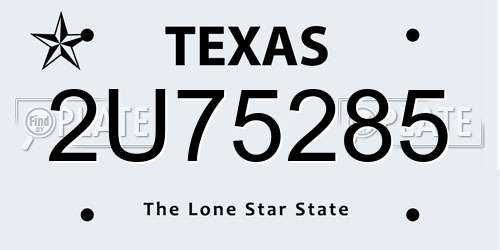 2U75285 Texas License Plate