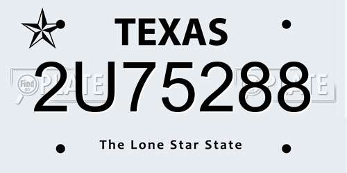 2U75288 Texas License Plate