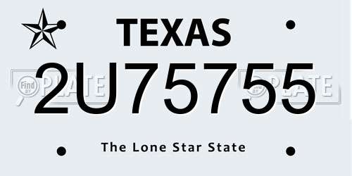 2U75755 Texas License Plate