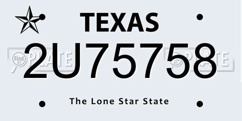 2U75758 Texas License Plate