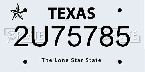 2U75785 Texas License Plate