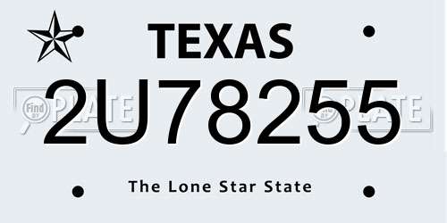 2U78255 Texas License Plate