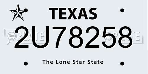 2U78258 Texas License Plate