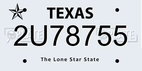 2U78755 Texas License Plate