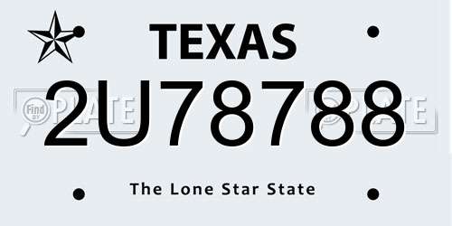 2U78788 Texas License Plate