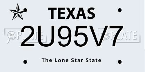 2U95V7 Texas License Plate