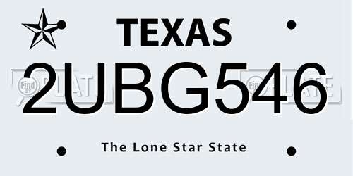 2UBG546 Texas License Plate