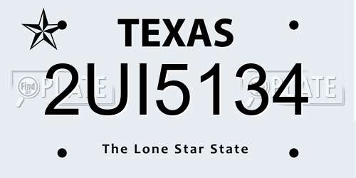 2UI5134 Texas License Plate