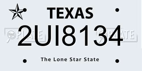 2UI8134 Texas License Plate
